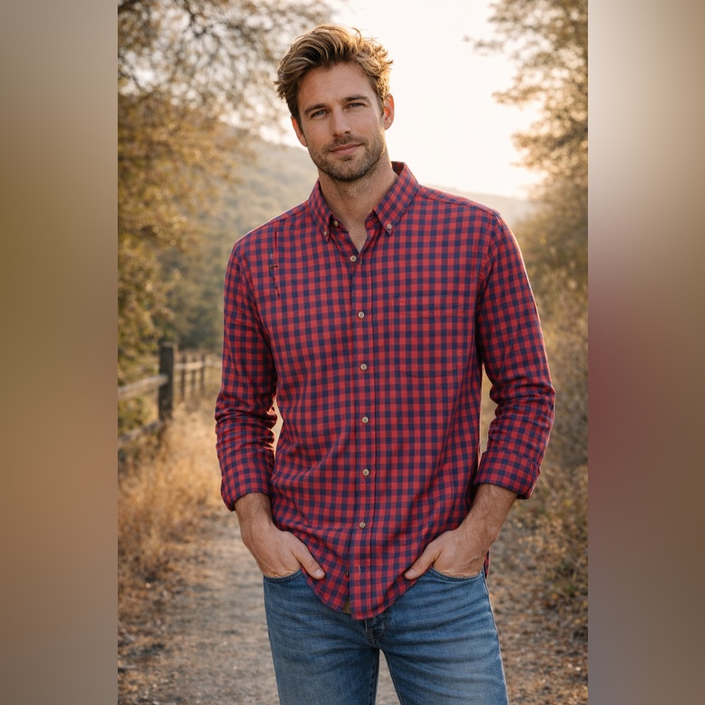 Sonoma men’s Red Gingham Check Button Down Shirt